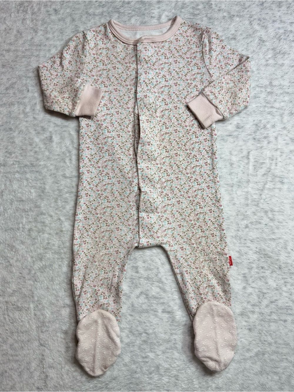Magnetic Me Ditsy Floral Footie Sleeper 9-12M Baby Girl Organic Cotton Bloom